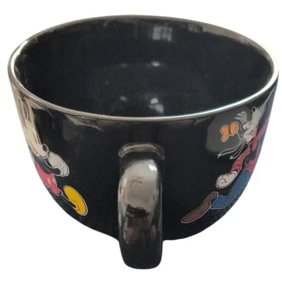 Disney Mickey and Friends Ceramic Soup Cereal Bowl Black Graphic EUC - Picture 5 of 6